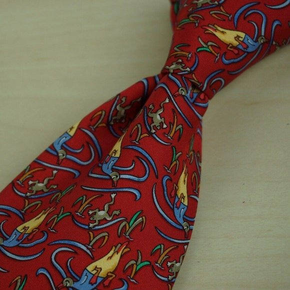 Salvatore Ferragamo Red Diving Duck Underwater tie